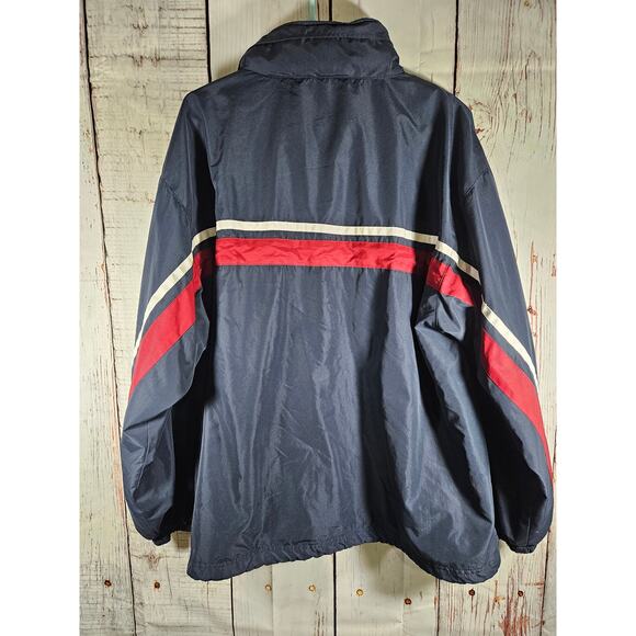 Tek Gear Windbreaker Men's Jacket Navy Blue Full Zip Hood in Collar Size M - Picture 5 of 5